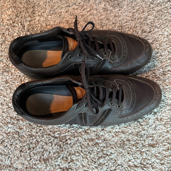 LOUIS VUITTON Trainee Sneakers Black Men Leather & Canvas 8 UK/10.5 US - Picture 4 of 9